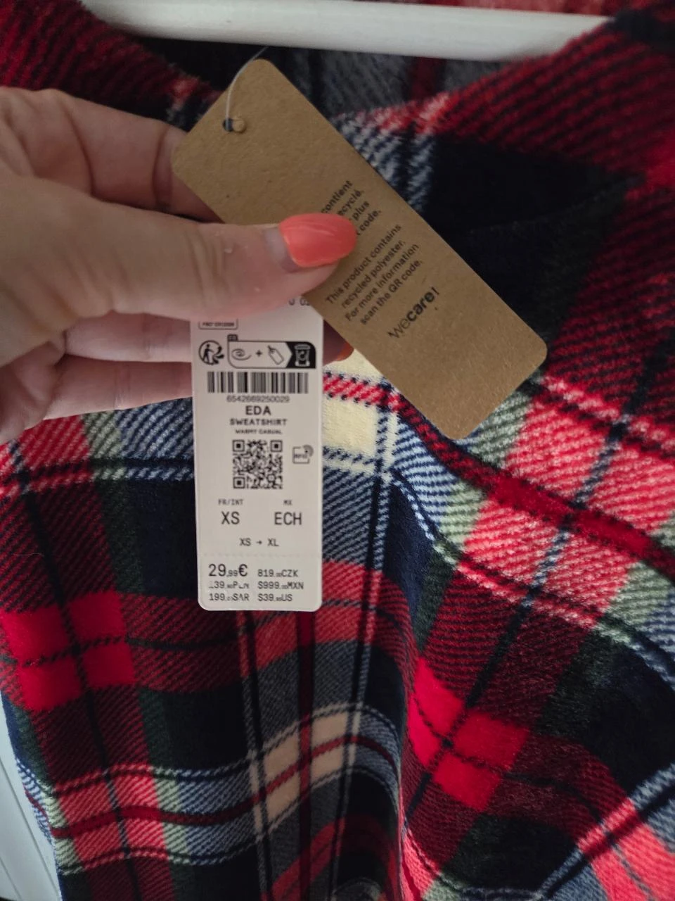 Blusa de pijama xadrez vermelha marinha macia e aconchegante ETAM • PP • Novo – photo 4